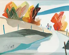 Aldo Cusan, Les pentes du Mont Ste Anne, oil on wood panel