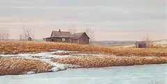 Joe Haire, Last Days of Winter - Sangudo Alta., 1985, acrylic on wood board