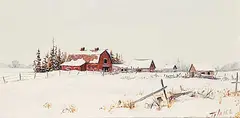Joe Haire, North West Edmonton Farm, oil on wood board