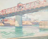 James Mercer, Untitled - Bridge on the Harbour, watercolour on paper
