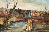 Gaston Rebry, Untitled - Boat at the Cabin, oil on canvas