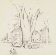 Bertram Brooker, Untitled - Resting in the Park, 1920, graphite on paper