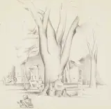 Bertram Brooker, Untitled - Resting in the Park, 1920, graphite on paper