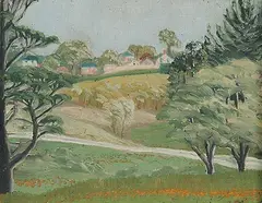 Bertram Brooker, View Across Ravine, oil on canvas board