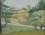 Bertram Brooker, View Across Ravine, oil on canvas board