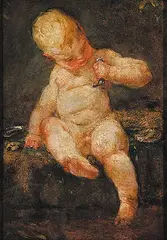 Frederick Sproston Challener, His First Catch, 1920, oil on wood board