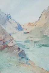 Charles John Collings, In the Rockies, watercolour on paper