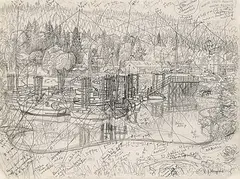 E. J. Hughes, Ganges on Salt Spring Island, B.C., 1967, graphite on paper