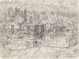 E. J. Hughes, Ganges on Salt Spring Island, B.C., 1967, graphite on paper