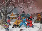 Pauline Thibodeau Paquin, Winter Football, 1996, acrylic on canvas