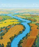 Randolph T. Parker, Untitled - The River Runs Through, oil on wood board