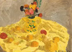 William Goodridge Roberts, Yellow Cloth and Yellow Jug, 1965, oil on wood board