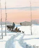 Visiting by Allen Sapp, acrylic on canvas, sold Apr 2013