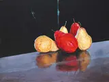 Carl Schlademan, Gold and Red, acrylic on canvas
