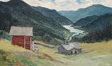 Frank Vervoort, Untitled - Mountain Cabin, oil on canvas
