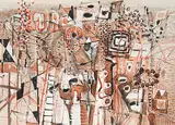 Jack Shadbolt, Untitled - Black and Red Abstract