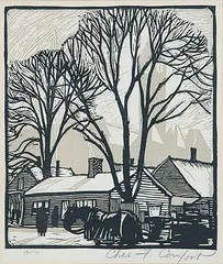 Charles Comfort, December #12/30, 1926, colour lino block on paper