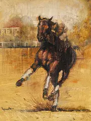 Jane Everett, Stake Race VI, 2005, oil on wood board