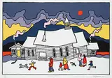 Ted Harrison, Carcross Church #54/150, 1982, colour silkscreen on paper