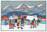 Ted Harrison, Caribou Hotel #54/150, 1982, colour silkscreen on paper