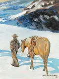Janet Holly Middleton, Untitled - Horse and Rider on the Glacier