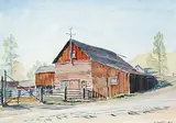 Farm at Monte Creek, B.C by Margaret Shelton, 1942, watercolour on paper, sold Apr 2013