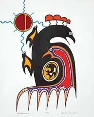 Jackson Beardy, Bird Harmony #67/99, 1976, colour silkscreen on paper