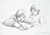 Edward Cobiness, Learning to Write, 1974, ink on paper