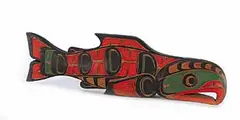 Ross Hunt, Untitled - Salmon Rattle, 1979, carved and painted wood