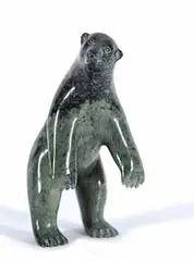 Untitled - Standing Bear by Pauloosie Adamie, green stone carving, sold Mar 2013