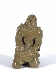 Kneeling Woman by Mikijuk Kavujuk, green stone carving, sold Mar 2013