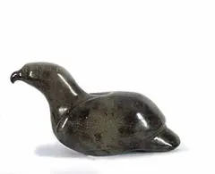 Untitled - Bird by Pudloo Josephie, black and green stone sculpture, sold Mar 2013