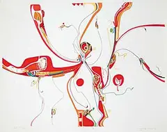 Alex Janvier, Red Eagle #A/P, 1975, colour silkscreen on paper