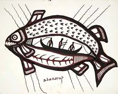 Norval Morrisseau, Trout Allergic Dream, ink and gouache on paper