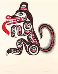 Bill Reid, Haida Wolf - Godj #110/195, 1979, colour silkscreen on paper