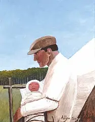 Allen Sapp, Untitled - Man with Child, acrylic on canvas