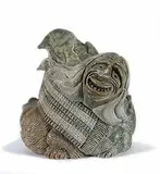 Garfield Thomas, Untitled - Turtle, Face and Bird, light green stone carving