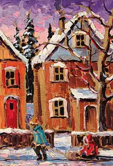 Rod Charlesworth, Winter Street Scene [Hamilton], oil on wood board