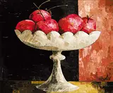 Constance Bachmann, Fruit with Stone Platter, acrylic on canvas