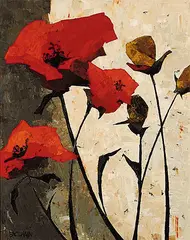 Constance Bachmann, Poppies in Morning Light, acrylic on canvas