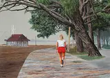 Andrew Donato, Morning Run, oil on paper board
