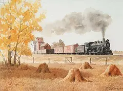 Donald Alwin Frache, Untitled - Harvest Train, 1993, watercolour on paper