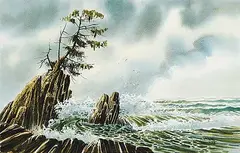Harry Heine, Pachena Bay, Pacific Rim National Park, Vancouver Island, 1973, watercolour on paper