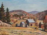 Robert Stewart Hyndman, Untitled - Fall Farm, oil on wood board