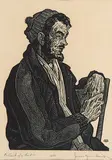 James Agrell Smith, Portrait of a Poet #13/50, wood block on paper