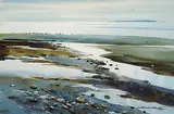 Brian Travers-Smith, Flock of Geese, watercolour on paper