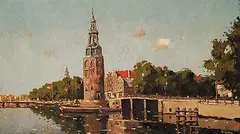 Jan Veenandaal, Untitled - Early View of Amsterdam, oil on panel