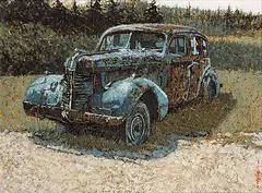 Alan Wylie, Untitled - Vintage Blue, oil on board