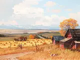 George A. Horvath, Farm with Stooks
