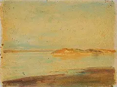 Augustus Frederick Lafosse Kenderdine, Soda Lake Island, oil on paper board